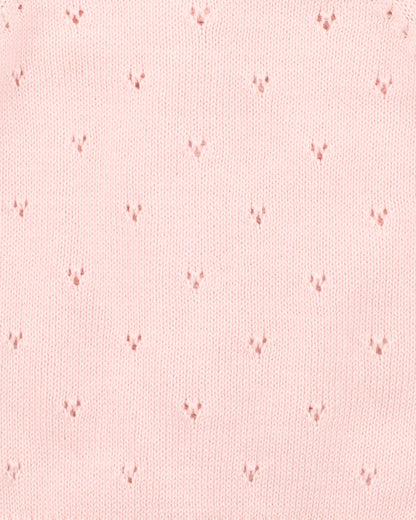 Organic Pointelle Cardi PALE PINK (0000 - 5y)