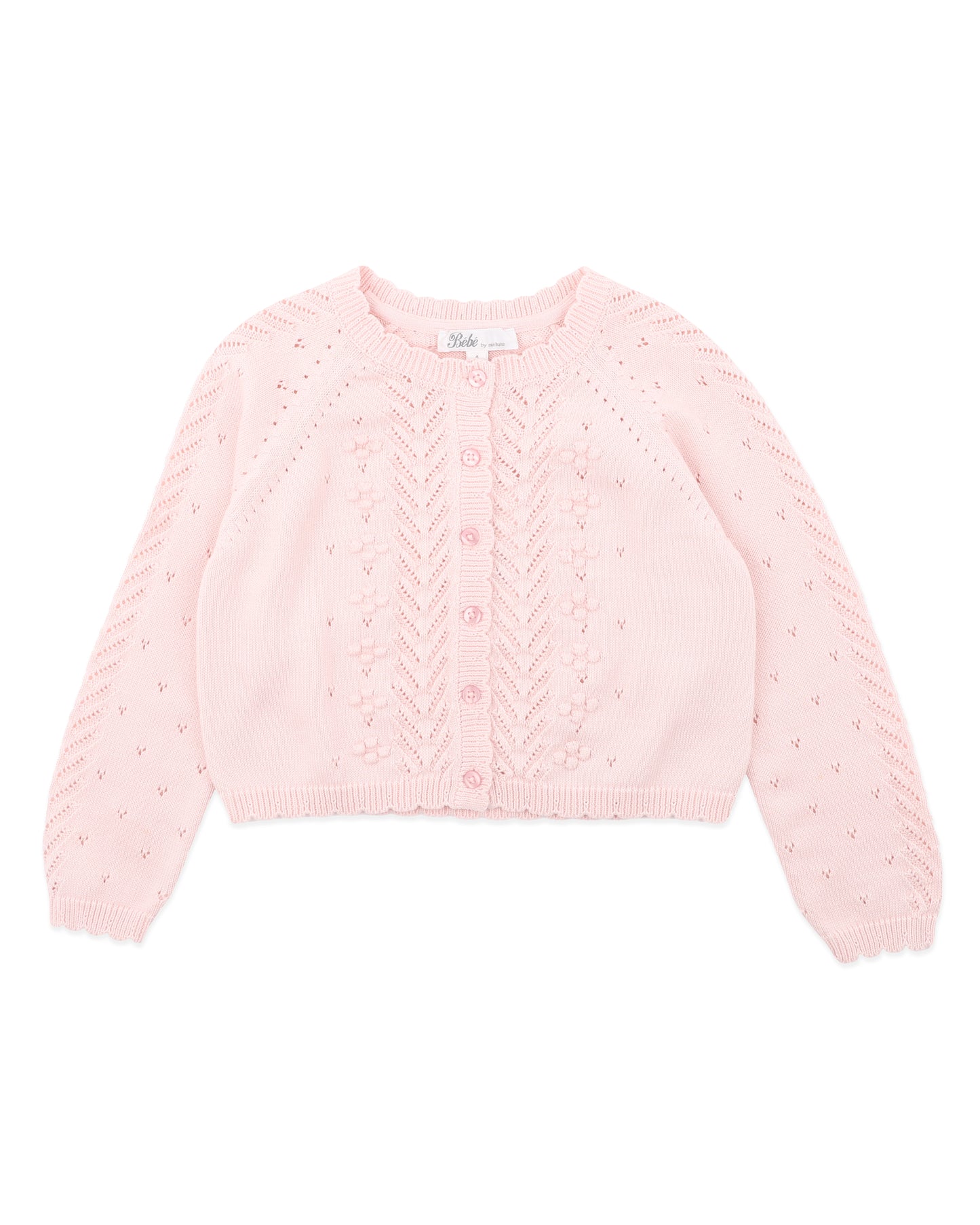 Organic Pointelle Cardi PALE PINK (0000 - 5y)