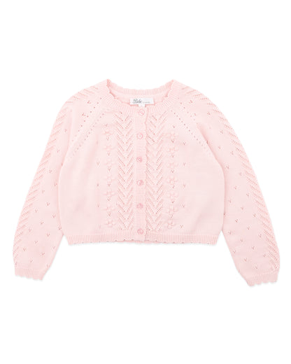 Organic Pointelle Cardi PALE PINK (0000 - 5y)