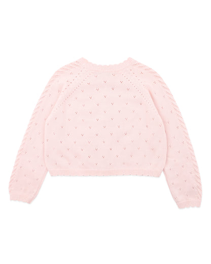 Organic Pointelle Cardi PALE PINK (0000 - 5y)