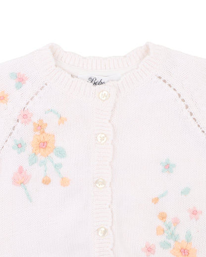 Fern Hand Emb. Organic Cardigan