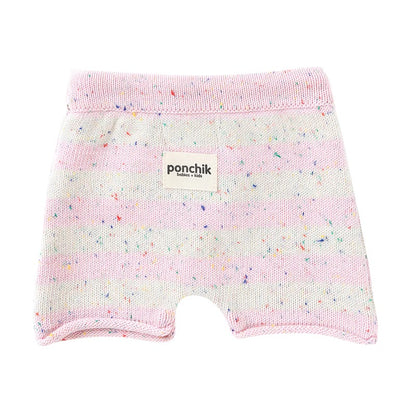 Knit Shorts - Stripe Fairy Floss Speckle