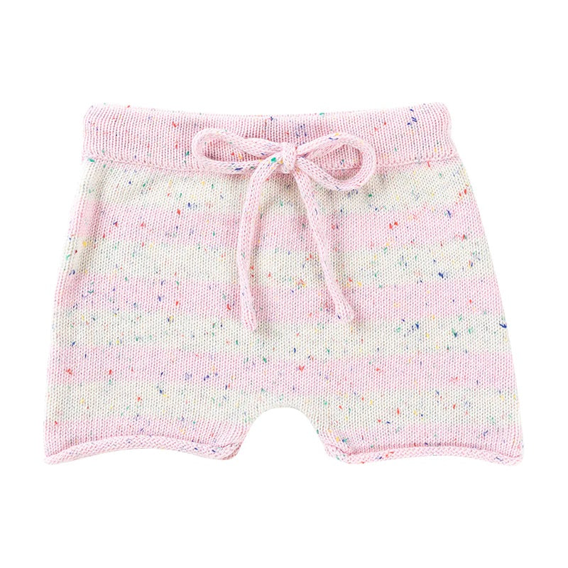 Knit Shorts - Stripe Fairy Floss Speckle