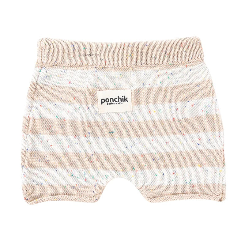 Knit Shorts - Stripe Wheat Speckle