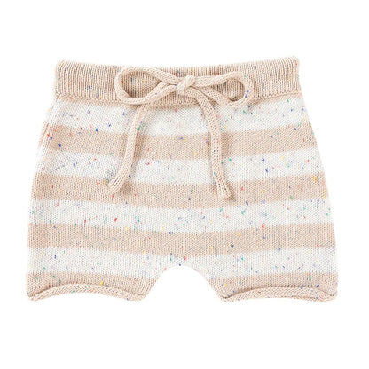 Knit Shorts - Stripe Wheat Speckle