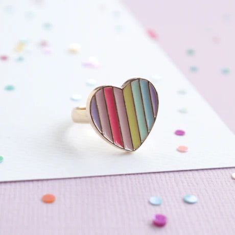 Adjustable Rainbow Heart Ring