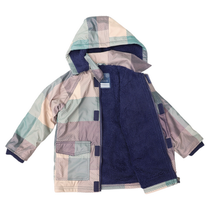 Sherpa Lined Check Raincoat - Green