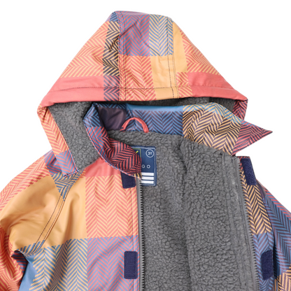 Sherpa Lined Check Raincoat -Red