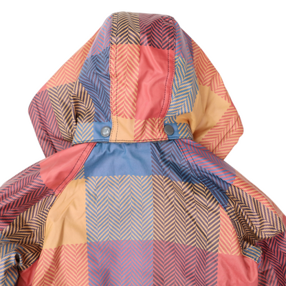 Sherpa Lined Check Raincoat -Red