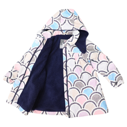 Sherpa Lined Arch-print  Raincoat - Navy