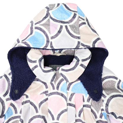 Sherpa Lined Arch-print  Raincoat - Navy