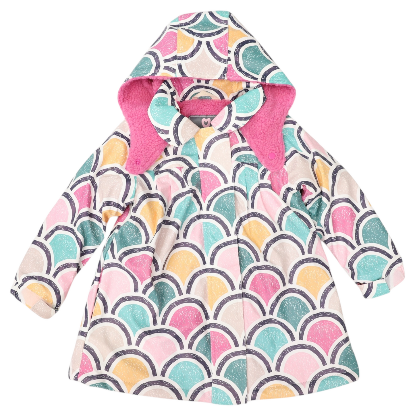 Sherpa Lined Arch-print  Raincoat - Pink