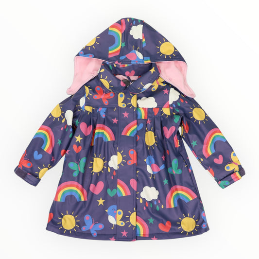Rainbow Print Raincoat - Navy