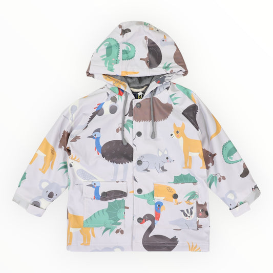 Australian Animal Print Raincoat - Grey