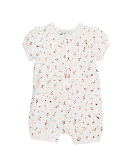 Billie Organic Ditsy Floral SS Zipsuit
