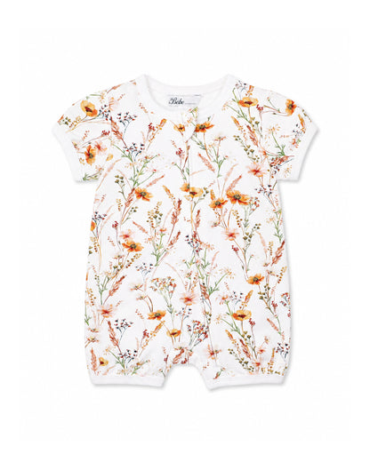 Taylor Floral Organic SS Zip Romper