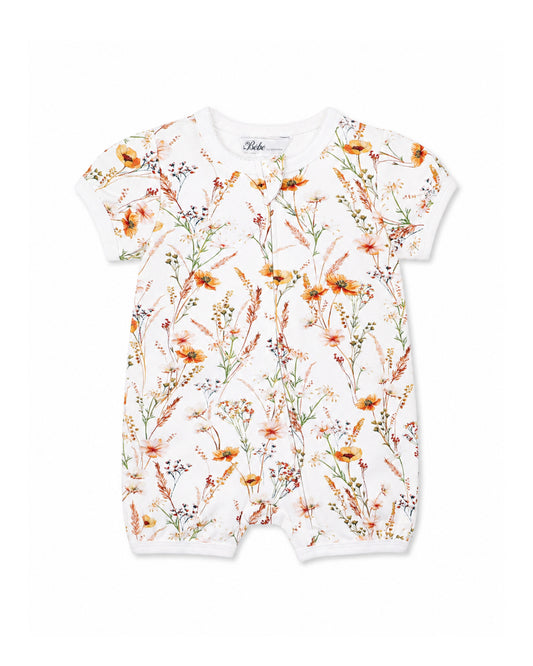 Taylor Floral Organic SS Zip Romper