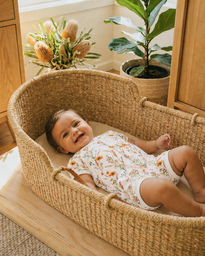 Taylor Floral Organic SS Zip Romper