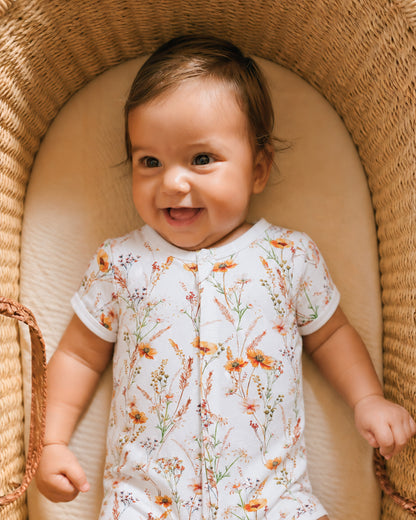Taylor Floral Organic SS Zip Romper