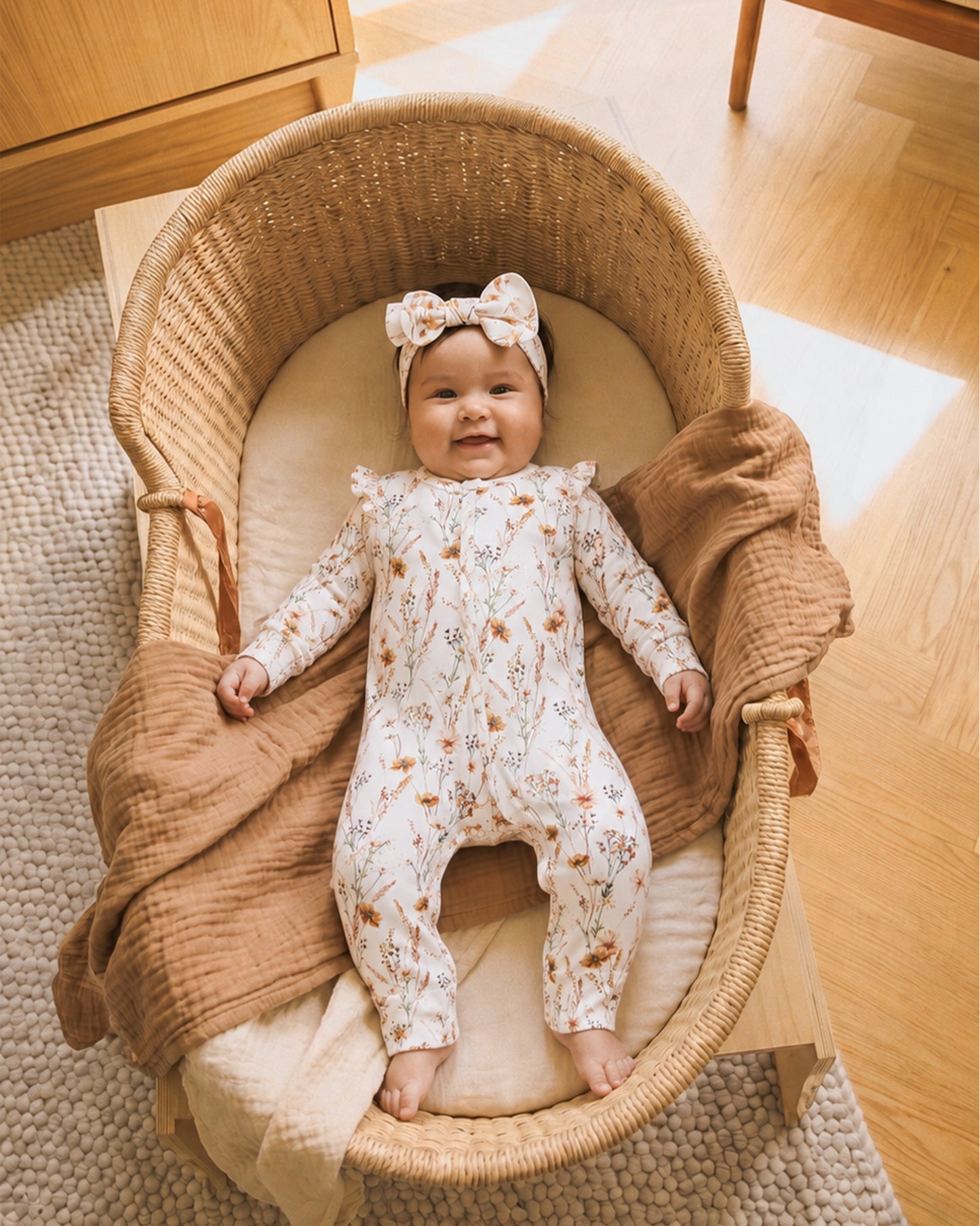 Taylor Floral Organic LS Zip Romper