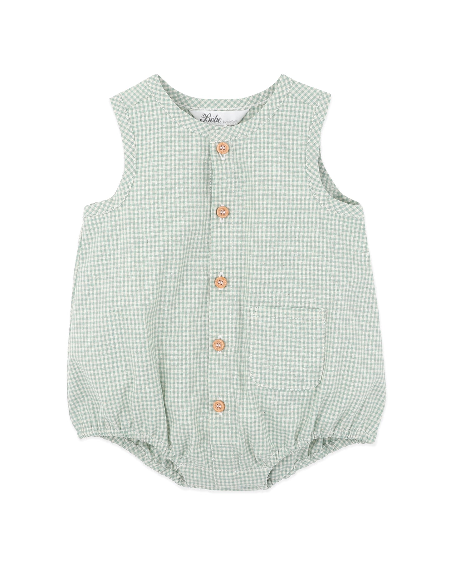 Scout Check Bodysuit - Sage