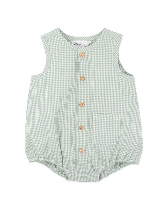 Scout Check Bodysuit - Sage