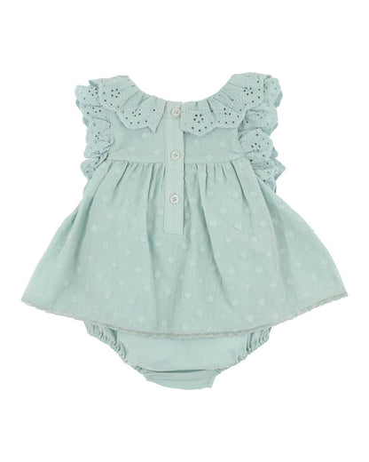 Anya Dobby Overlay Dress - Dusky Sage