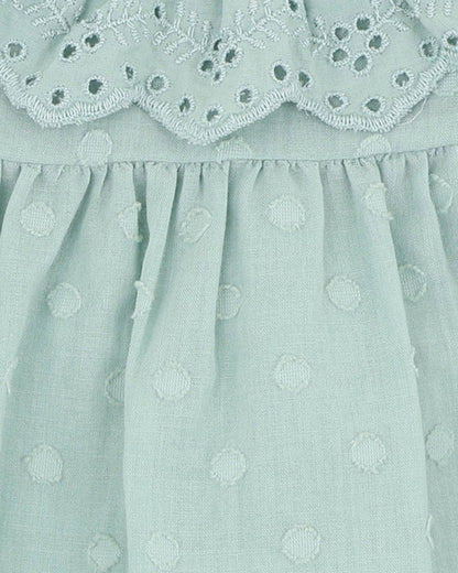Anya Dobby Overlay Dress - Dusky Sage