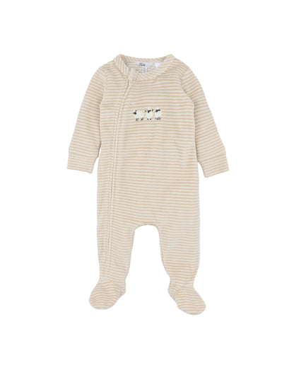 Hunter Stripe Velour Zip Onesie