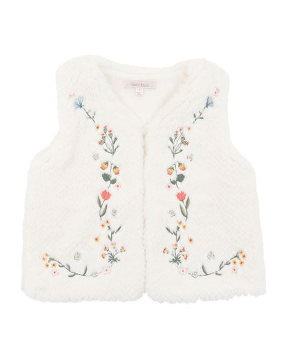 Botanica Embroidered Faux Fur Vest (1-7y)