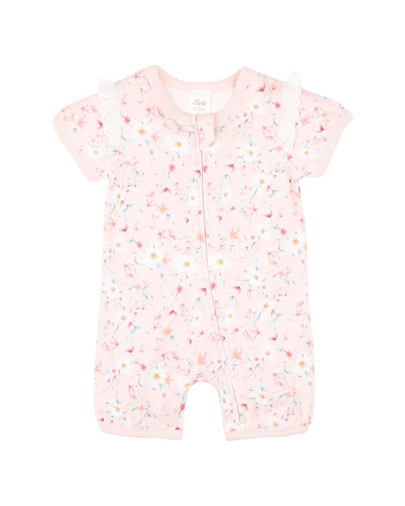 Zoe Print SS Zip Romper