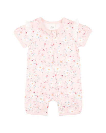 Zoe Print SS Zip Romper