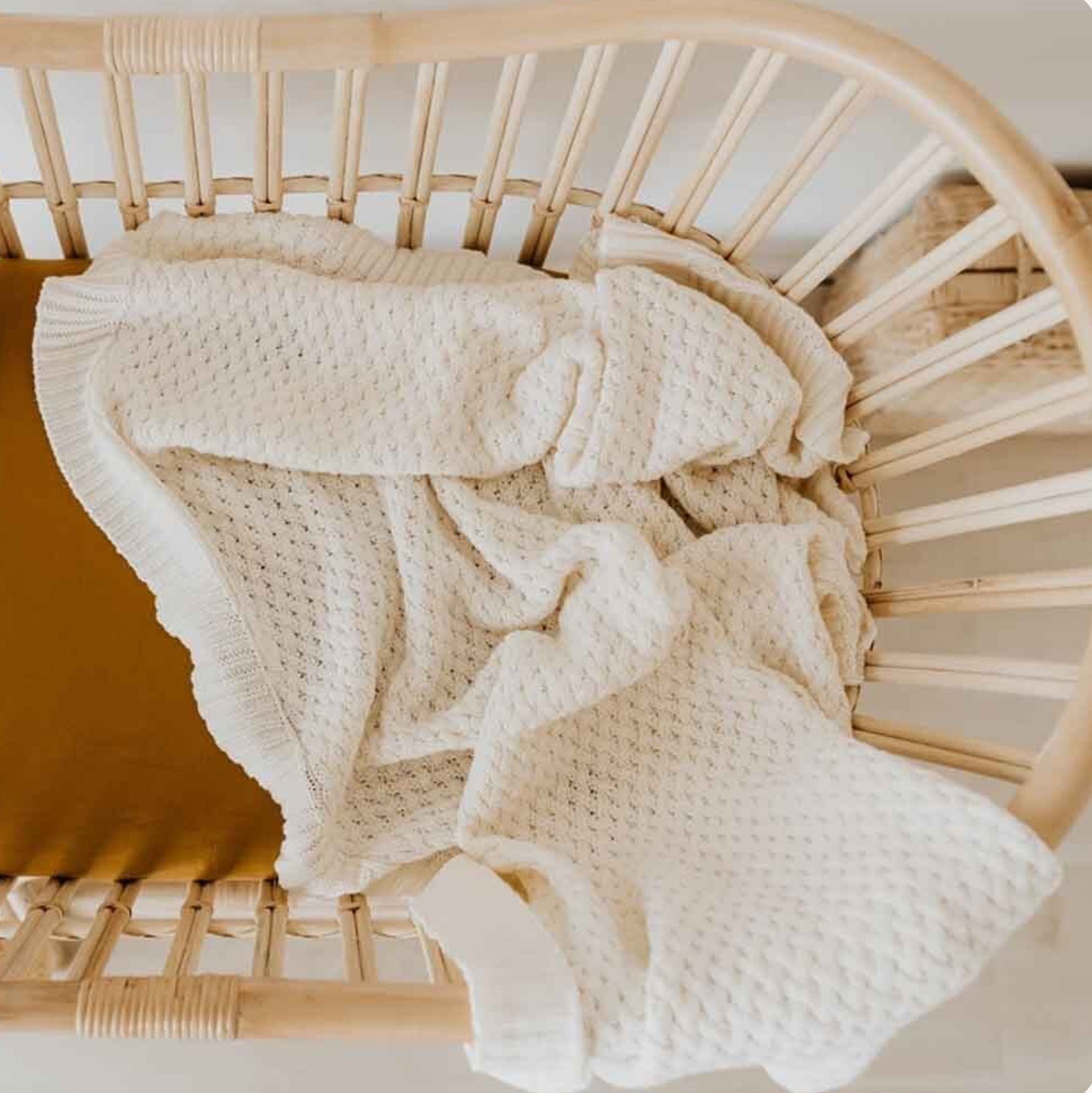 Diamond Knit Baby Blanket - Cream
