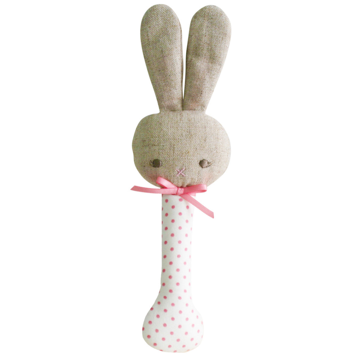 Stick Rattle - Bunny Ivory with Pink Spot