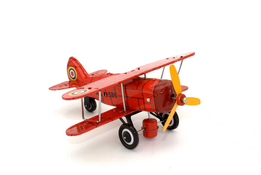 Tin Wind-up Plane Red